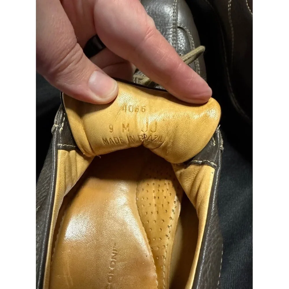 Sandro Moscoloni Brown Pebbled Leather Oxford Shoes Men's 9M Made Brazil